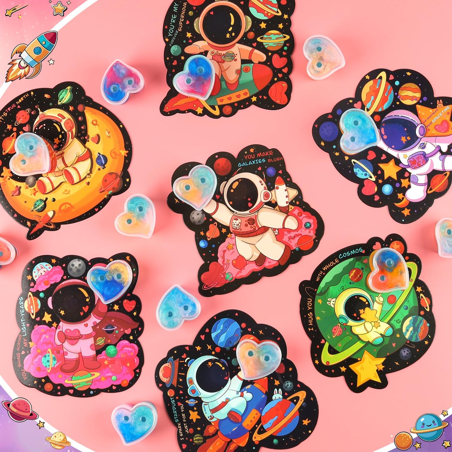 Aurdox 28-Pack Galaxy Slime Valentines Classroom Gifts – Non-Candy Cards & Party Favors