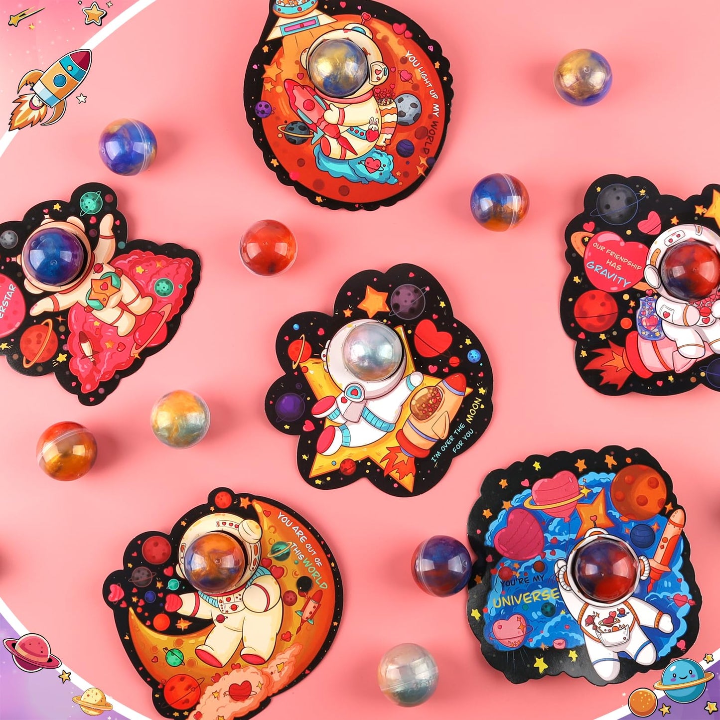 Aurdox 28-Pack Galaxy Slime Valentines Day Gifts for Kids Classroom with Cards – Non-Candy