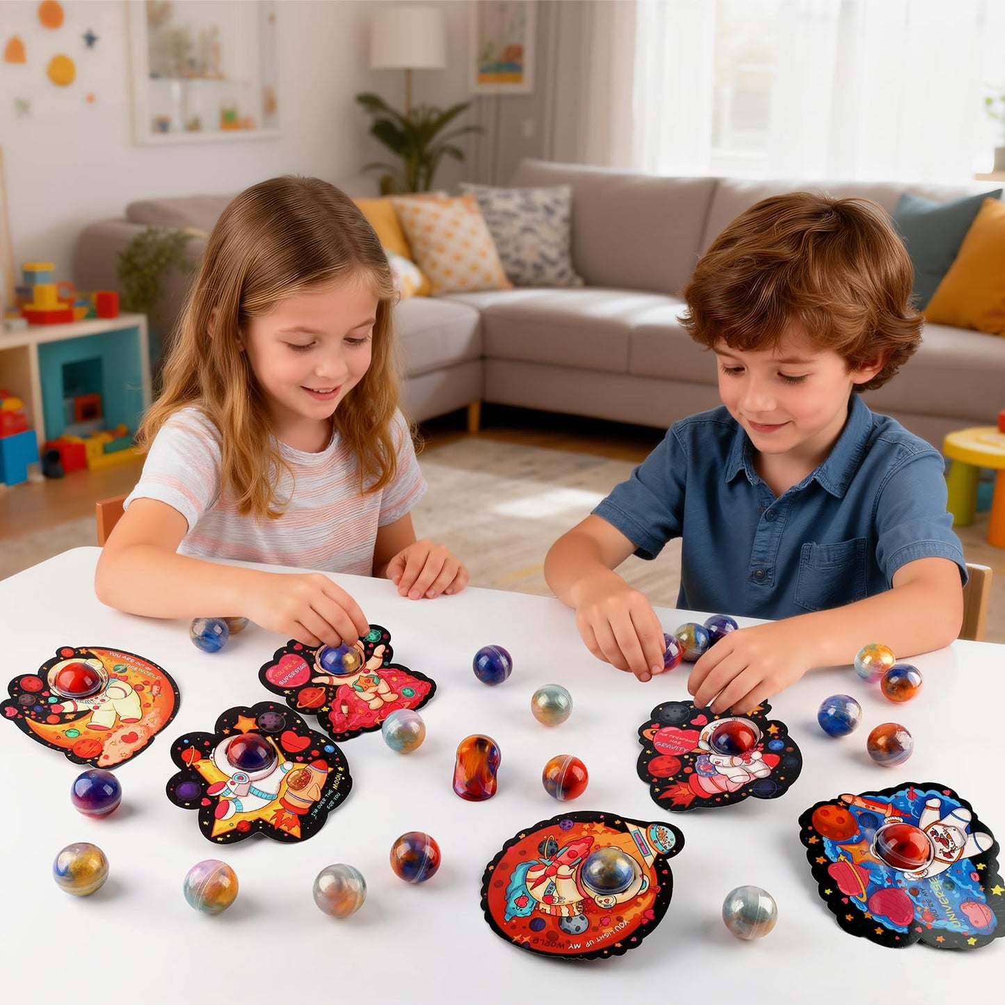 Aurdox 28-Pack Galaxy Slime Valentines Day Gifts for Kids Classroom with Cards – Non-Candy