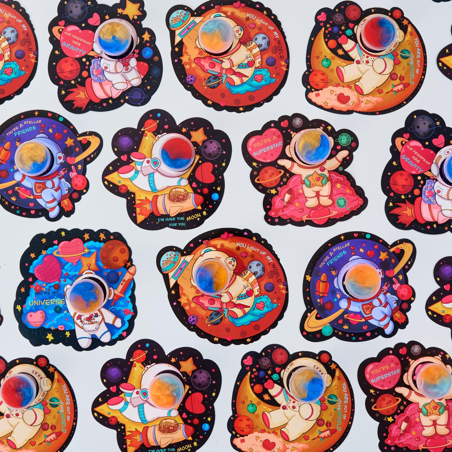 Aurdox 28-Pack Galaxy Slime Valentines Gifts for Kids Classroom — Non-Candy Cards & Prizes