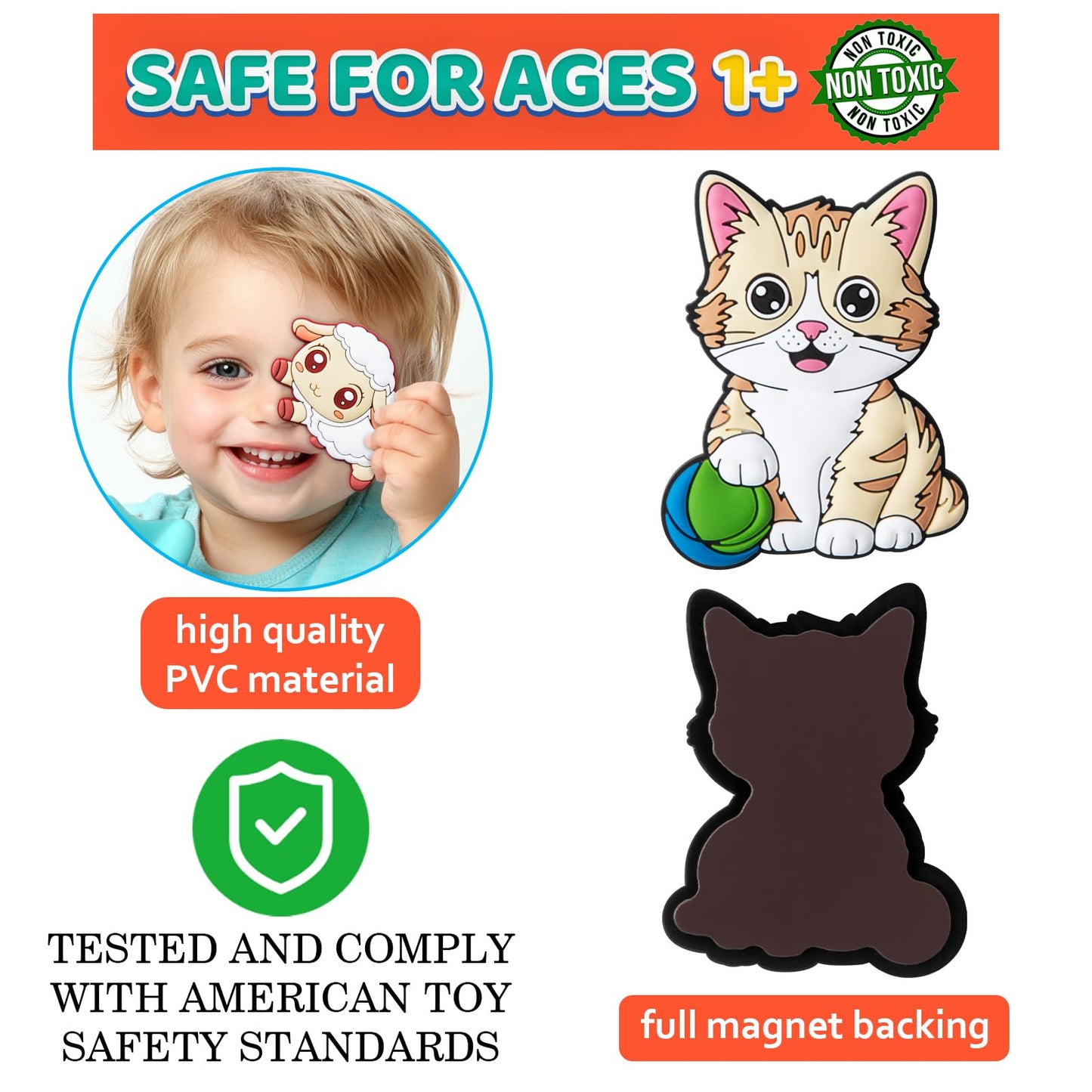 AUREDSHIP Fridge Magnets for Toddlers 1-3 — 10 Farm Animal Magnets for Kids