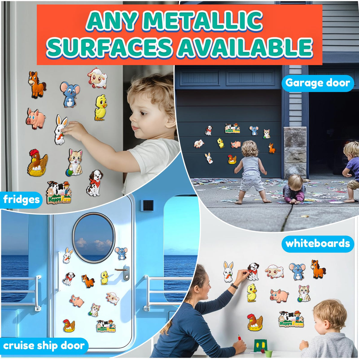 AUREDSHIP Fridge Magnets for Toddlers 1-3 — 10 Farm Animal Magnets for Kids