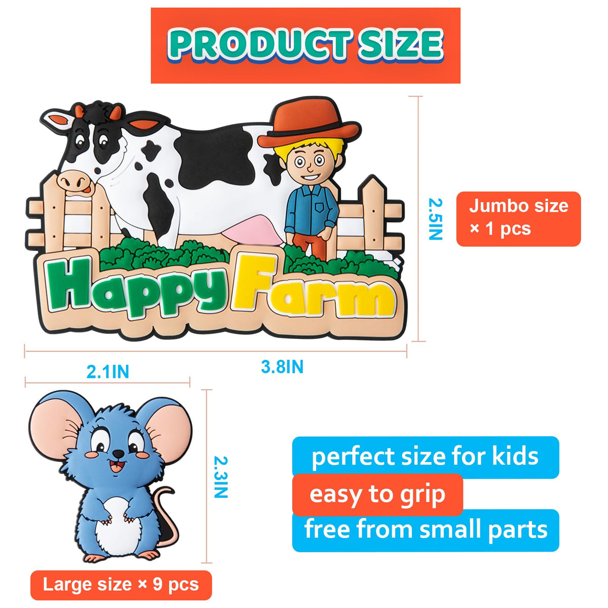 AUREDSHIP Fridge Magnets for Toddlers 1-3 — 10 Farm Animal Magnets for Kids