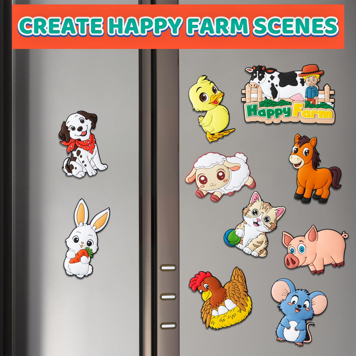 AUREDSHIP Fridge Magnets for Toddlers 1-3 — 10 Farm Animal Magnets for Kids