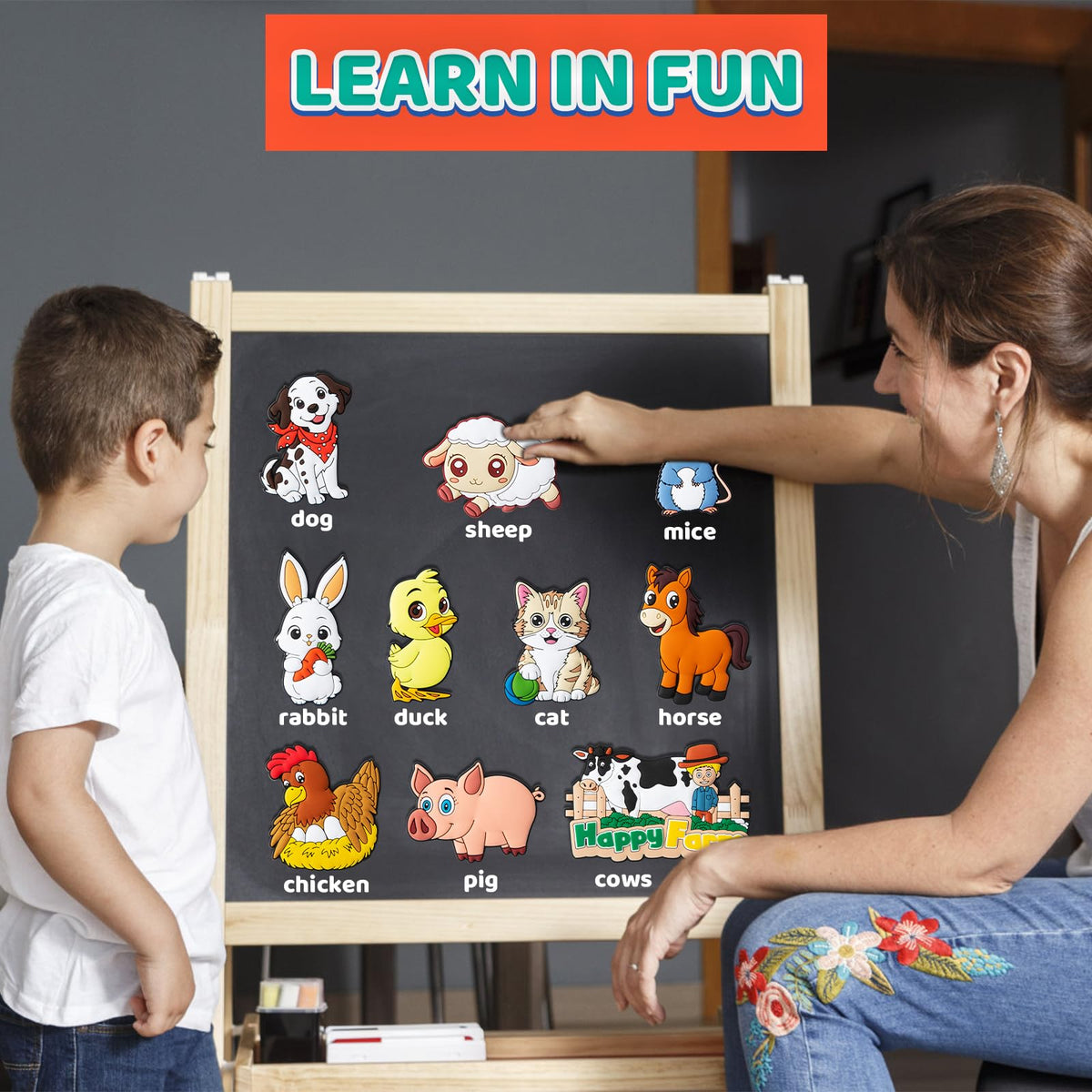 AUREDSHIP Fridge Magnets for Toddlers 1-3 — 10 Farm Animal Magnets for Kids