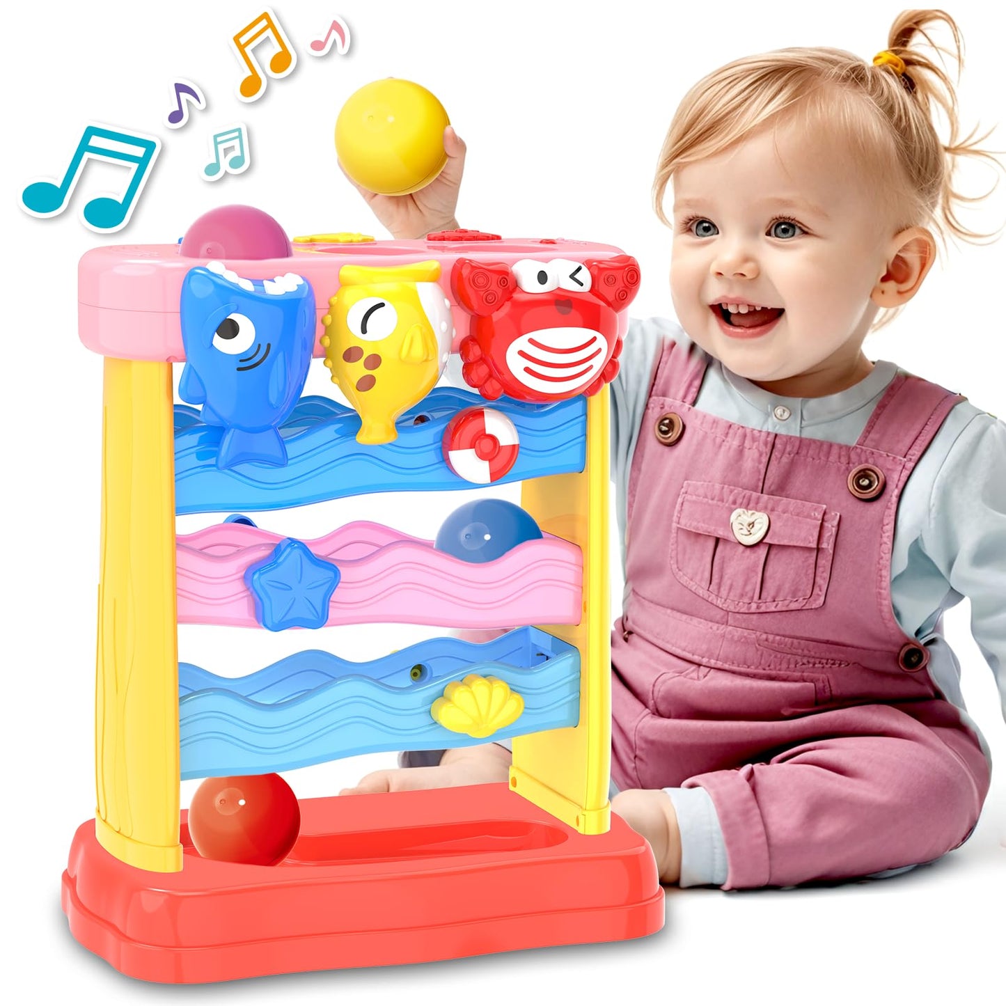 AuroTops Pound A Ball Toy – Montessori Lights & Music for Toddlers (6-24 Months)