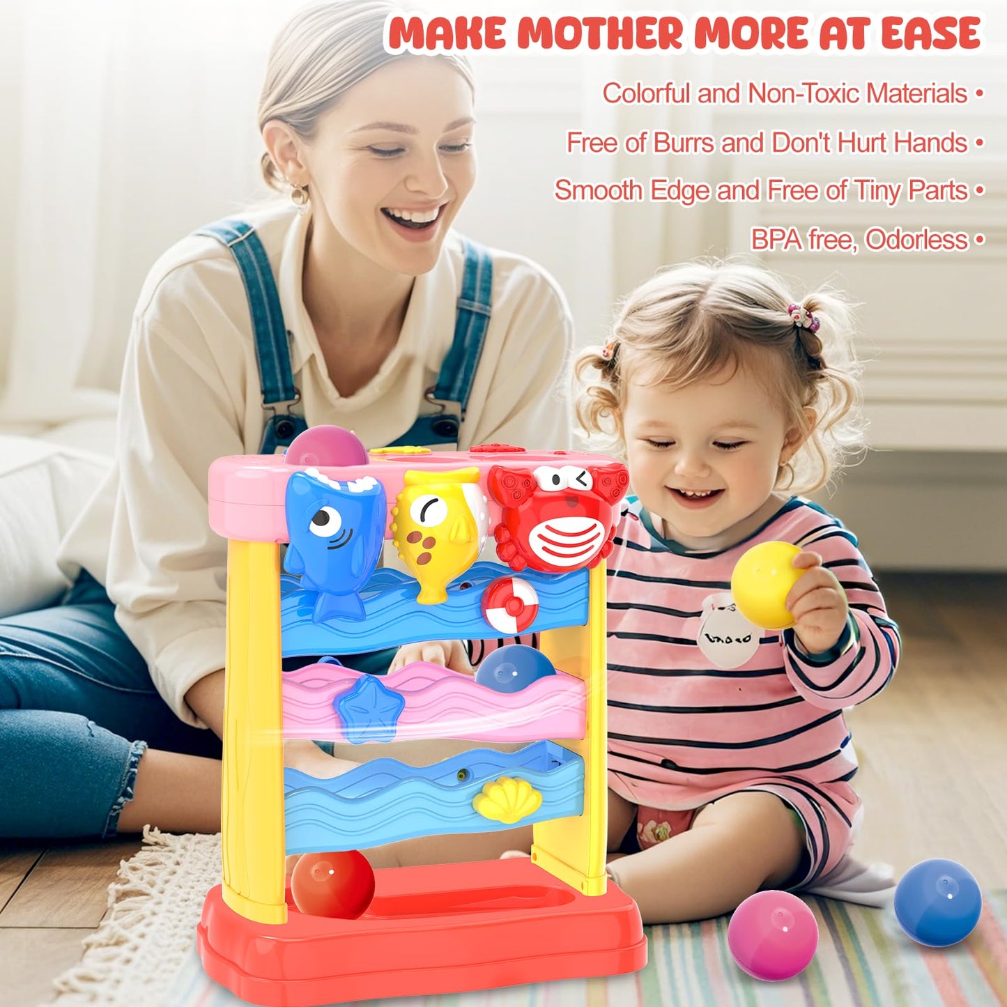 AuroTops Pound A Ball Toy – Montessori Lights & Music for Toddlers (6-24 Months)