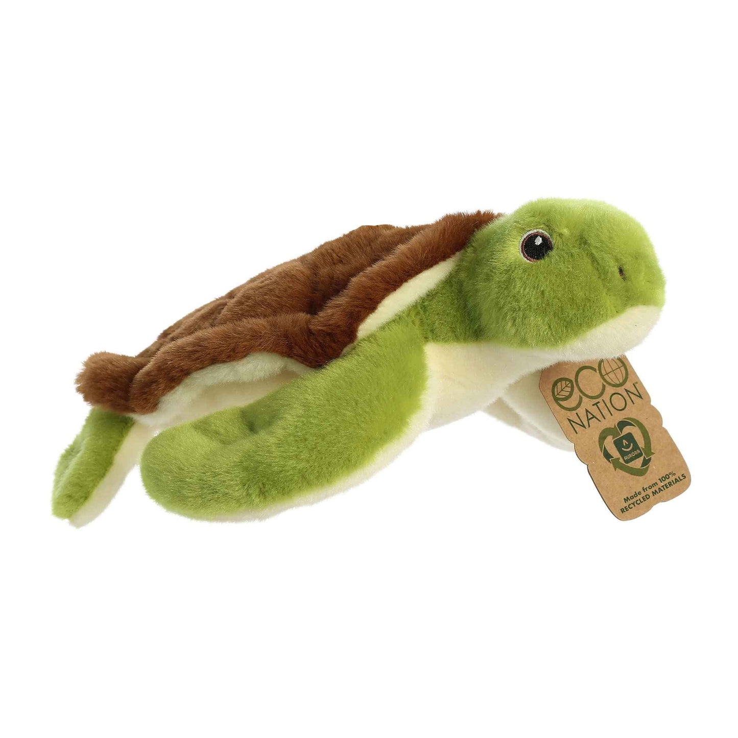 Aurora Eco Nation Sea Turtle Plush – 10.5\" Size, 100% Recycled Materials