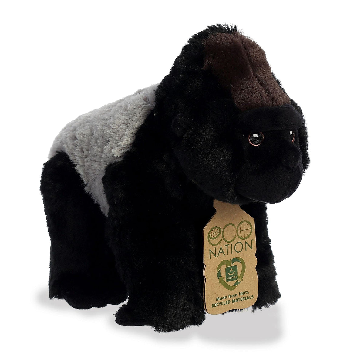 Aurora Responsibly Made Eco Nation Silverback Gorilla Plush – 9.5 in, Recycled Materials