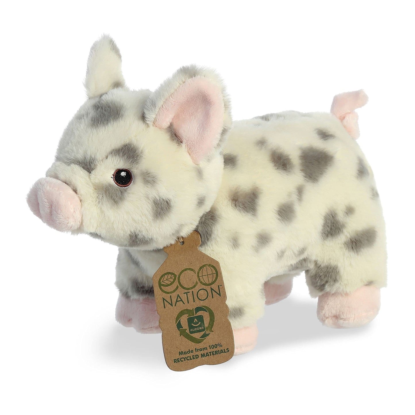 Aurora Eco Nation Spotted Pig Plush – 10-Inch, Recycled Materials