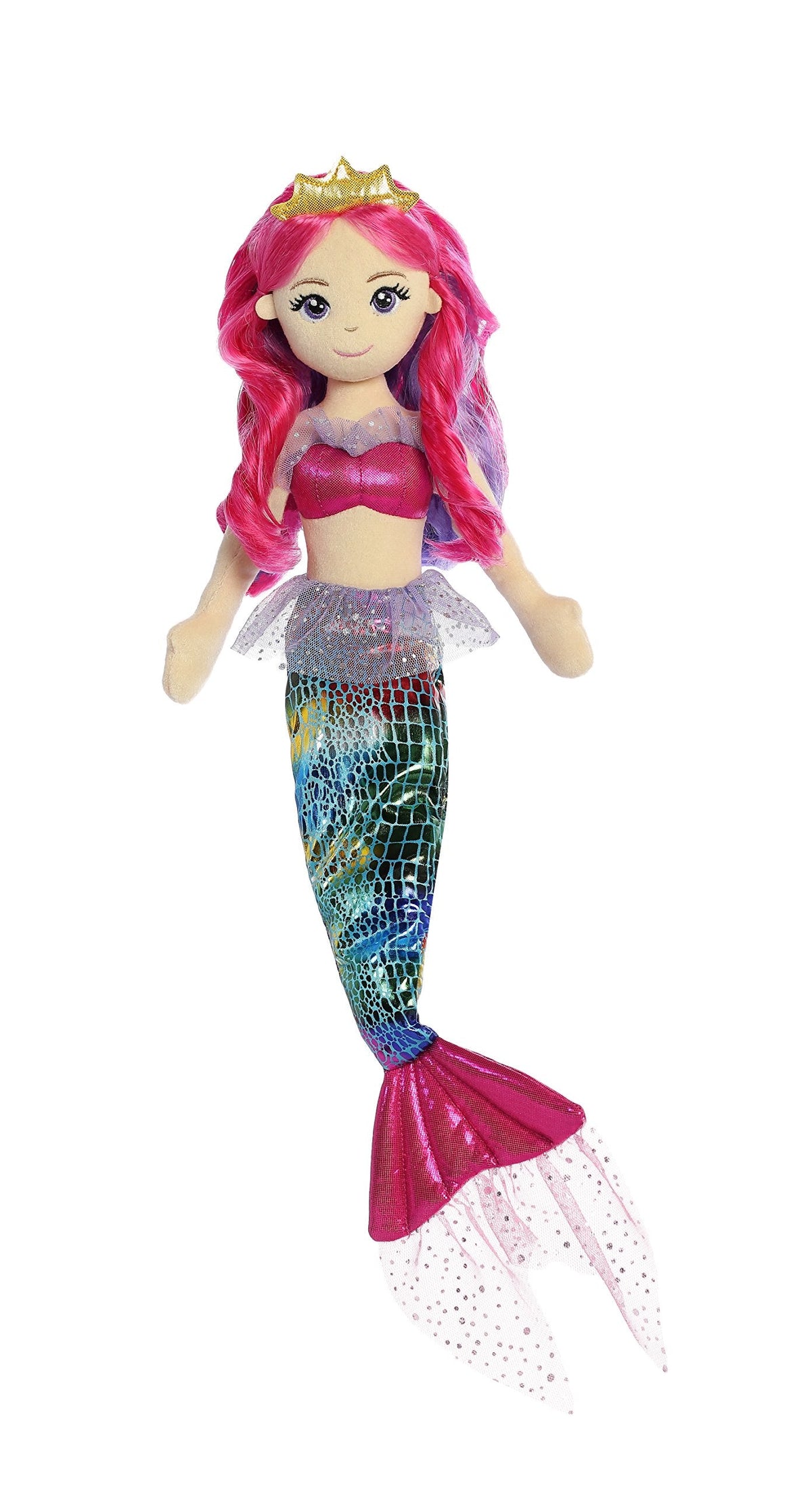 Aurora Enchanting Sea Sparkles Rainbow Fuchsia Doll – 17.5in Plush Mermaid