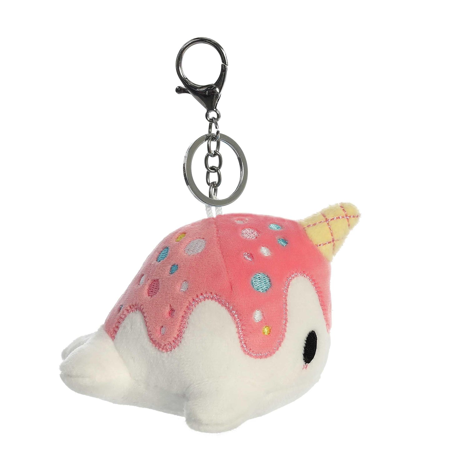 Aurora Enchanting Tasty Peach Vanilla-Berry Nomwhal Clip-On Stuffed Animal – 4.5 Inches