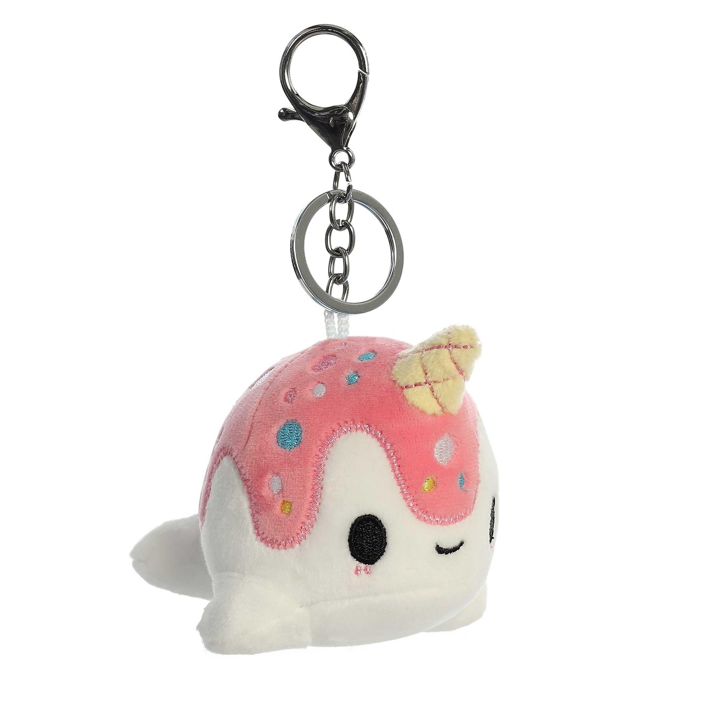 Aurora Enchanting Tasty Peach Vanilla-Berry Nomwhal Clip-On Stuffed Animal – 4.5 Inches