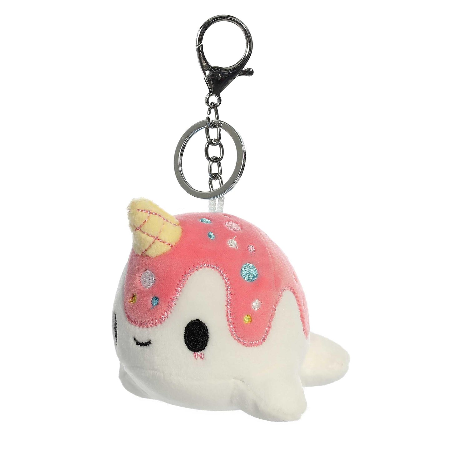 Aurora Enchanting Tasty Peach Vanilla-Berry Nomwhal Clip-On Stuffed Animal – 4.5 Inches