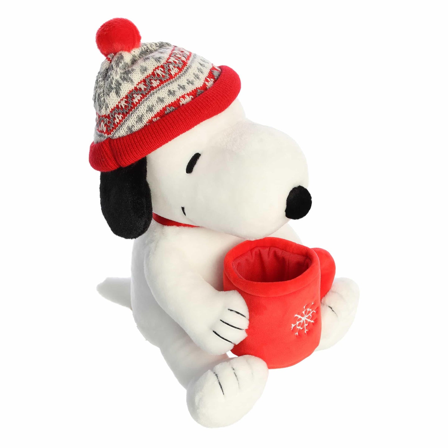Aurora Festive Peanuts Snoopy Winter Hat with Mug – 12-Inch Officially Licensed Plush
