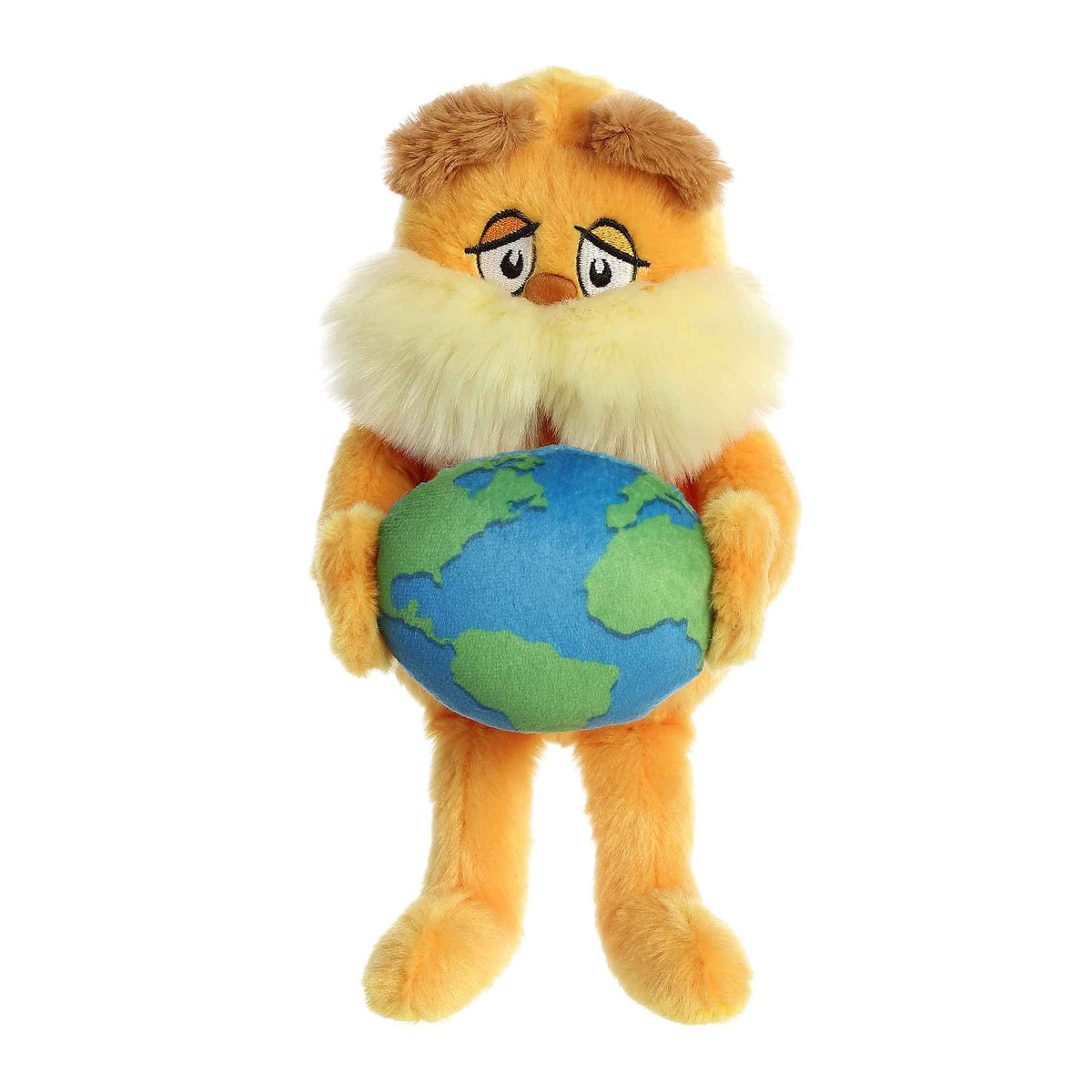 Aurora Lorax Planet Earth Plush — Dr. Seuss-Inspired Orange Earth Day Stuffed Animal (5x7x7 in)