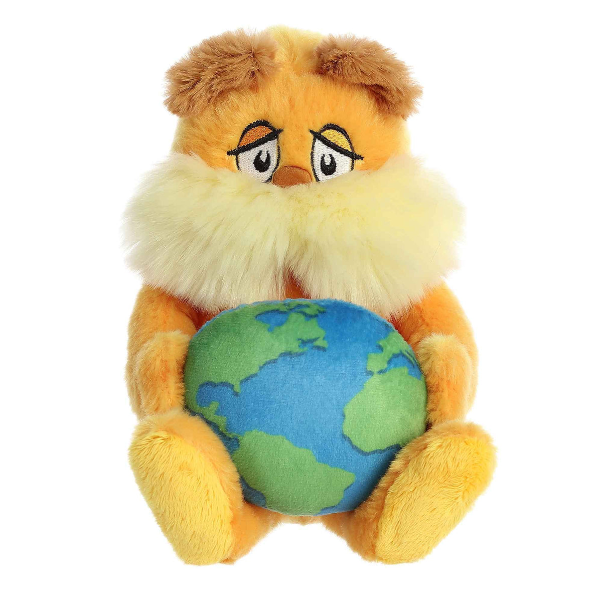 Aurora Lorax Planet Earth Plush — Dr. Seuss-Inspired Orange Earth Day Stuffed Animal (5x7x7 in)