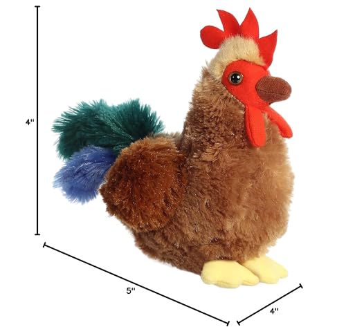 Aurora Mini Flopsie Cocky Rooster Plush - 6 inch Brown | Soft Toy for All Ages