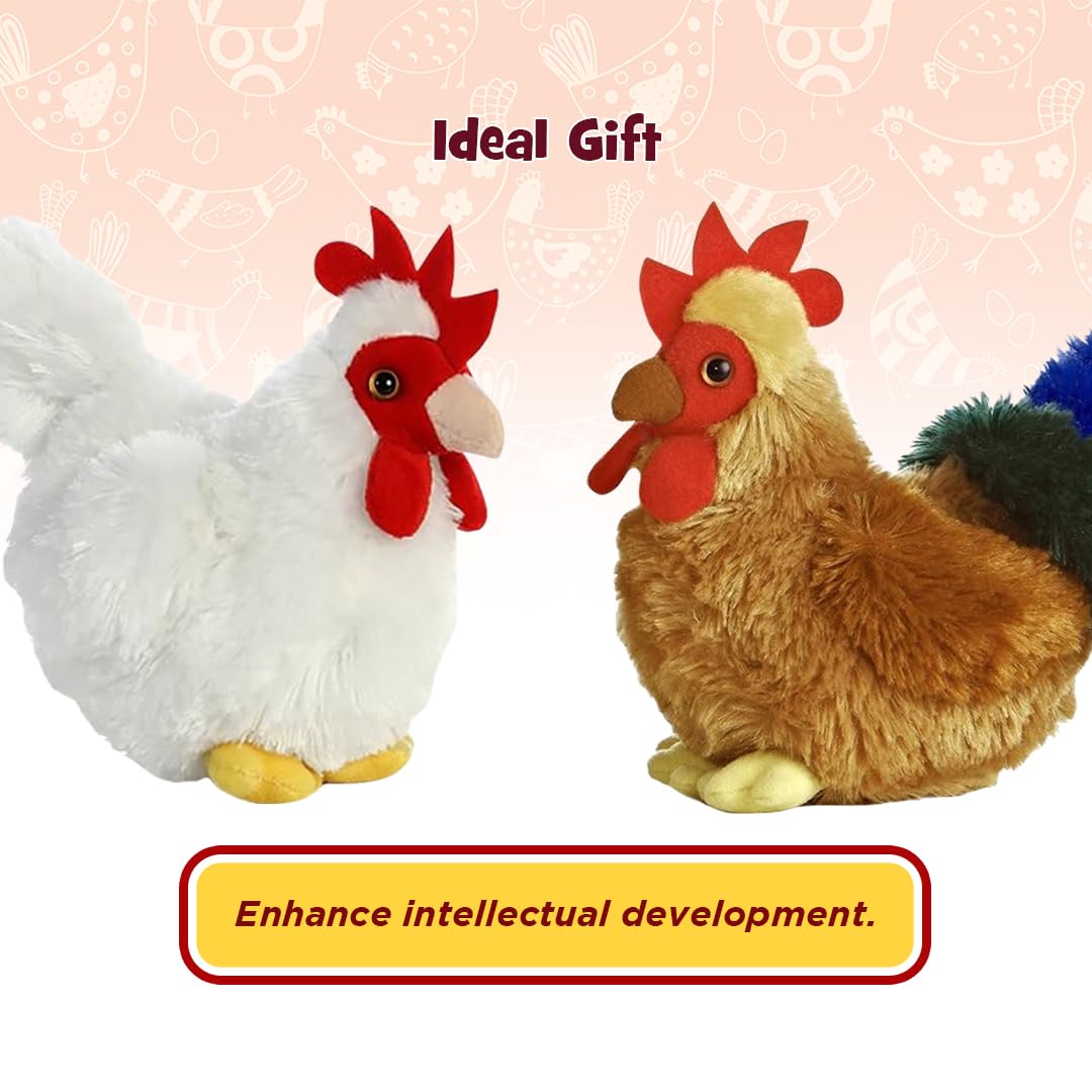 Aurora Mini Flopsie Bundle: 2x 6in Chicken & Rooster Plush Animals