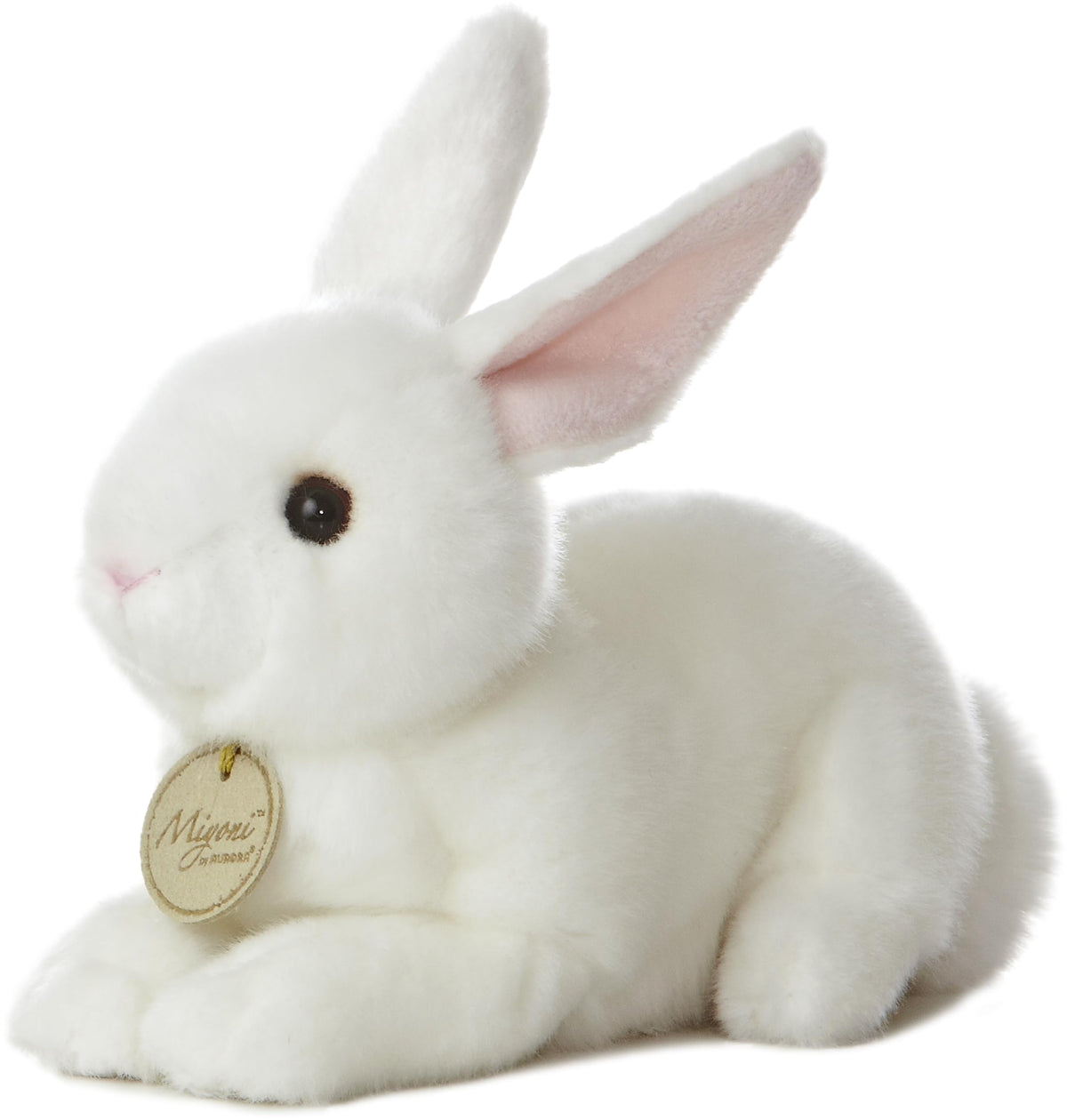 Aurora Miyoni Realistic American White Rabbit Plush — 8-Inch Hand-Stitched Cuddle Toy