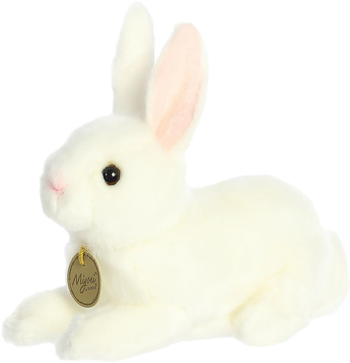 Aurora Miyoni Realistic American White Rabbit Plush — 8-Inch Hand-Stitched Cuddle Toy