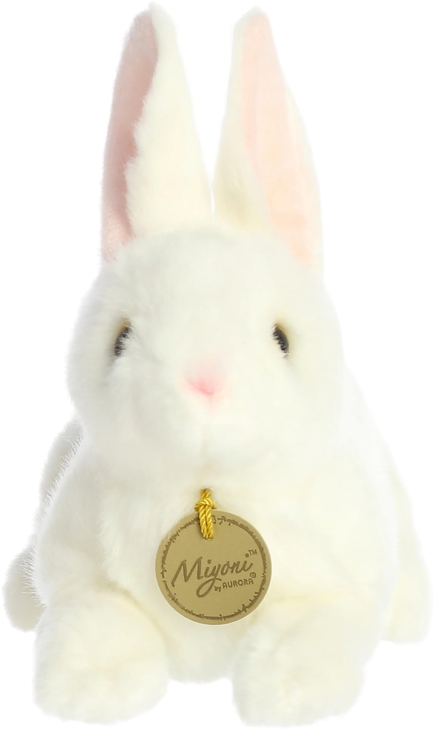 Aurora Miyoni Realistic American White Rabbit Plush — 8-Inch Hand-Stitched Cuddle Toy