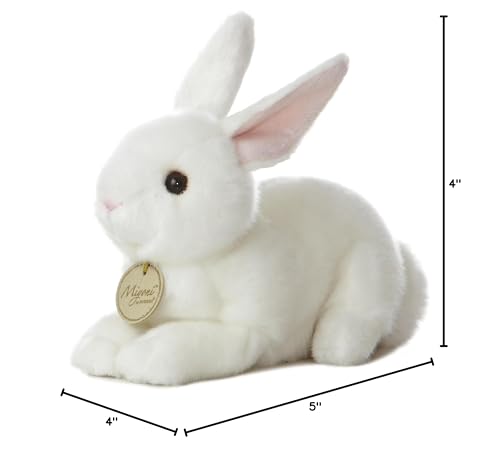 Aurora Miyoni Realistic American White Rabbit Plush — 8-Inch Hand-Stitched Cuddle Toy