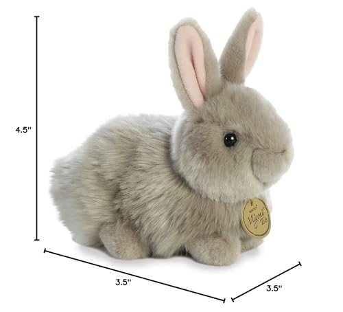 Aurora Realistic Miyoni Angora Bunny Grey Stuffed Animal – 7.5 Inch Lifelike Plush