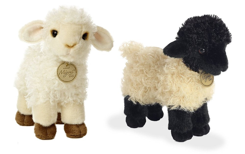 Aurora Miyoni Baby Lamb 7in & Suffolk Lamb 8.5in Bundle – Plush Toys with Bonus Facts