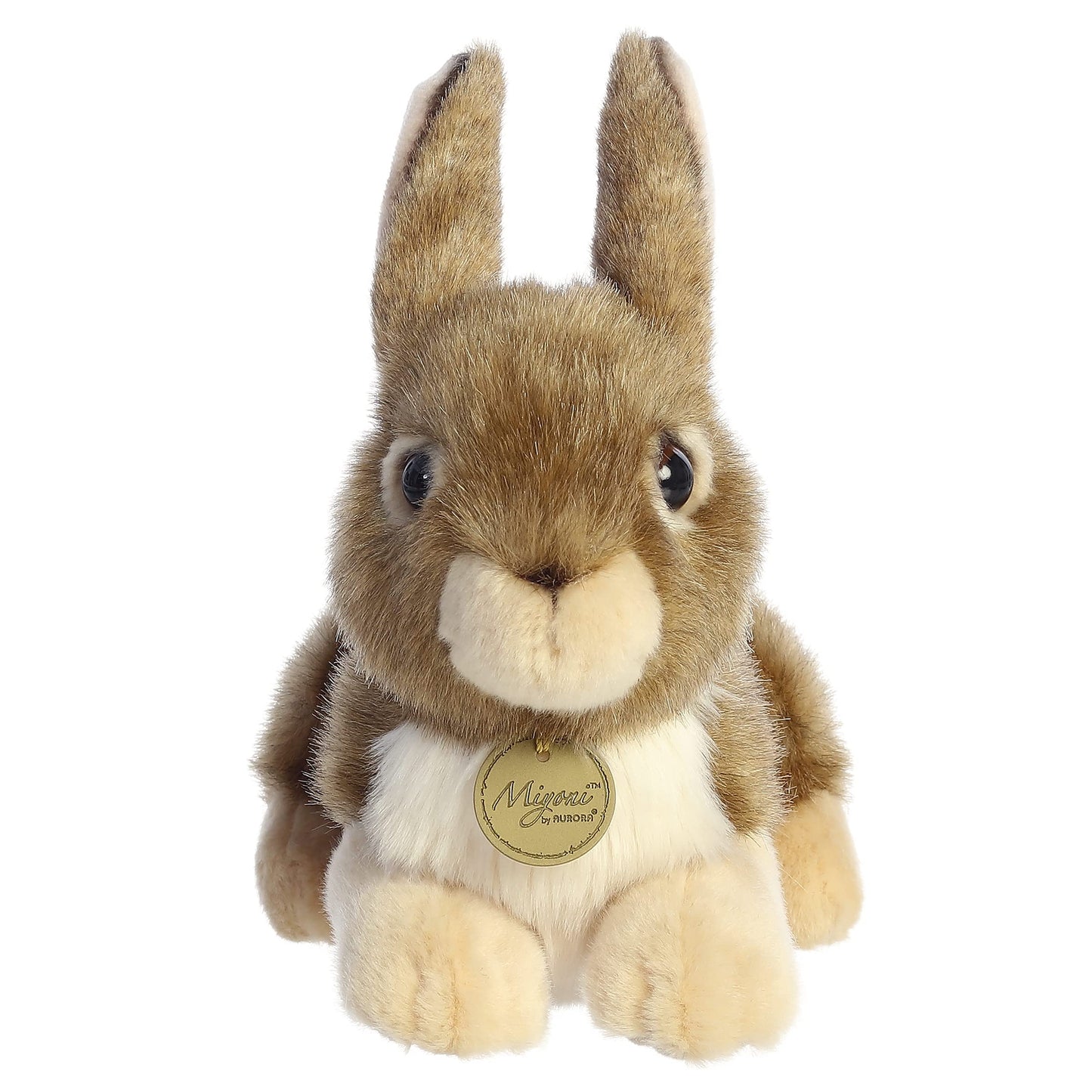 Aurora Miyoni Eastern Cottontail Rabbit Plush – Realistic Detail, Hand-Stitched, 11-Inch Brown