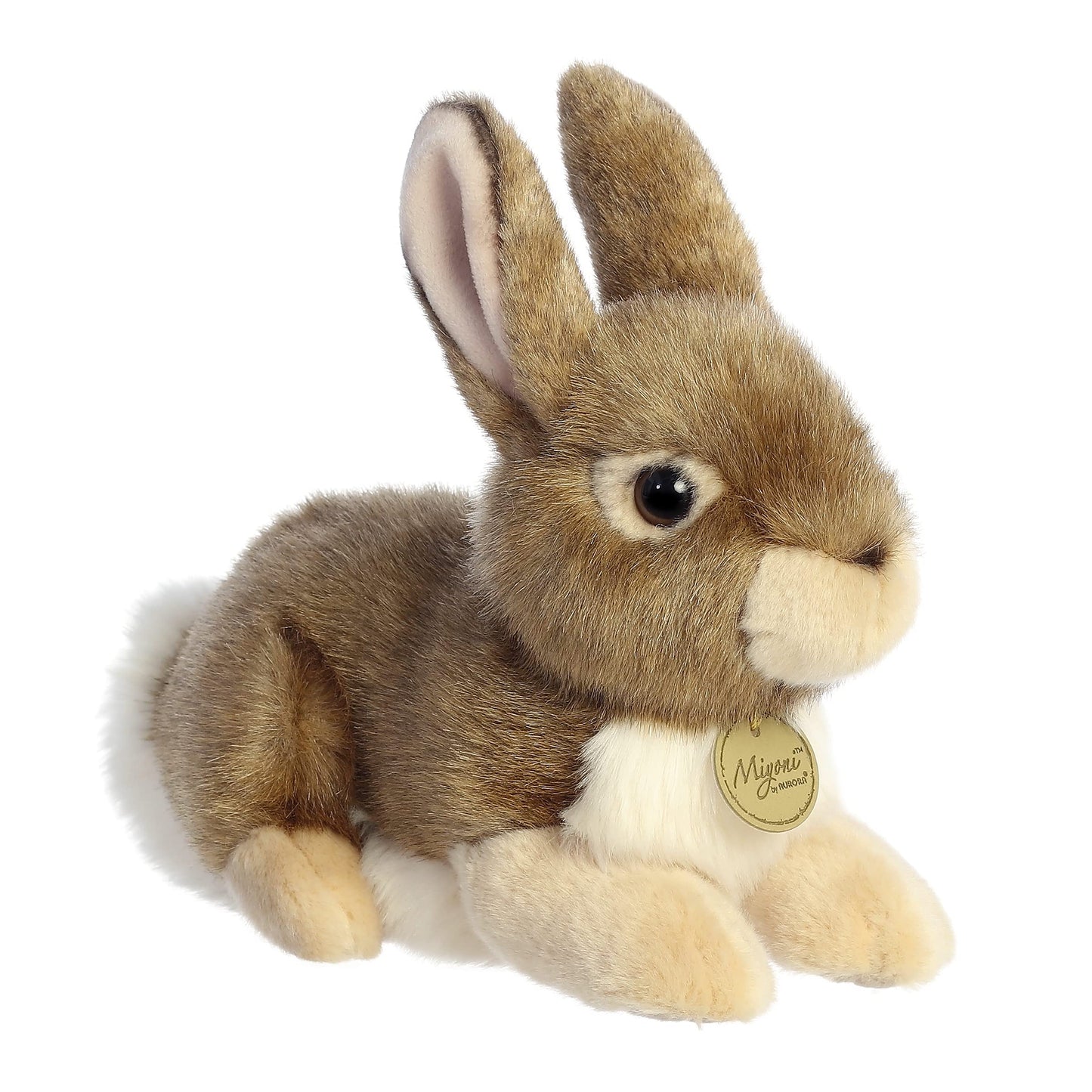 Aurora Miyoni Eastern Cottontail Rabbit Plush – Realistic Detail, Hand-Stitched, 11-Inch Brown