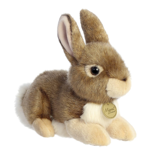 Aurora Miyoni Eastern Cottontail Rabbit Plush – Realistic Detail, Hand-Stitched, 11-Inch Brown