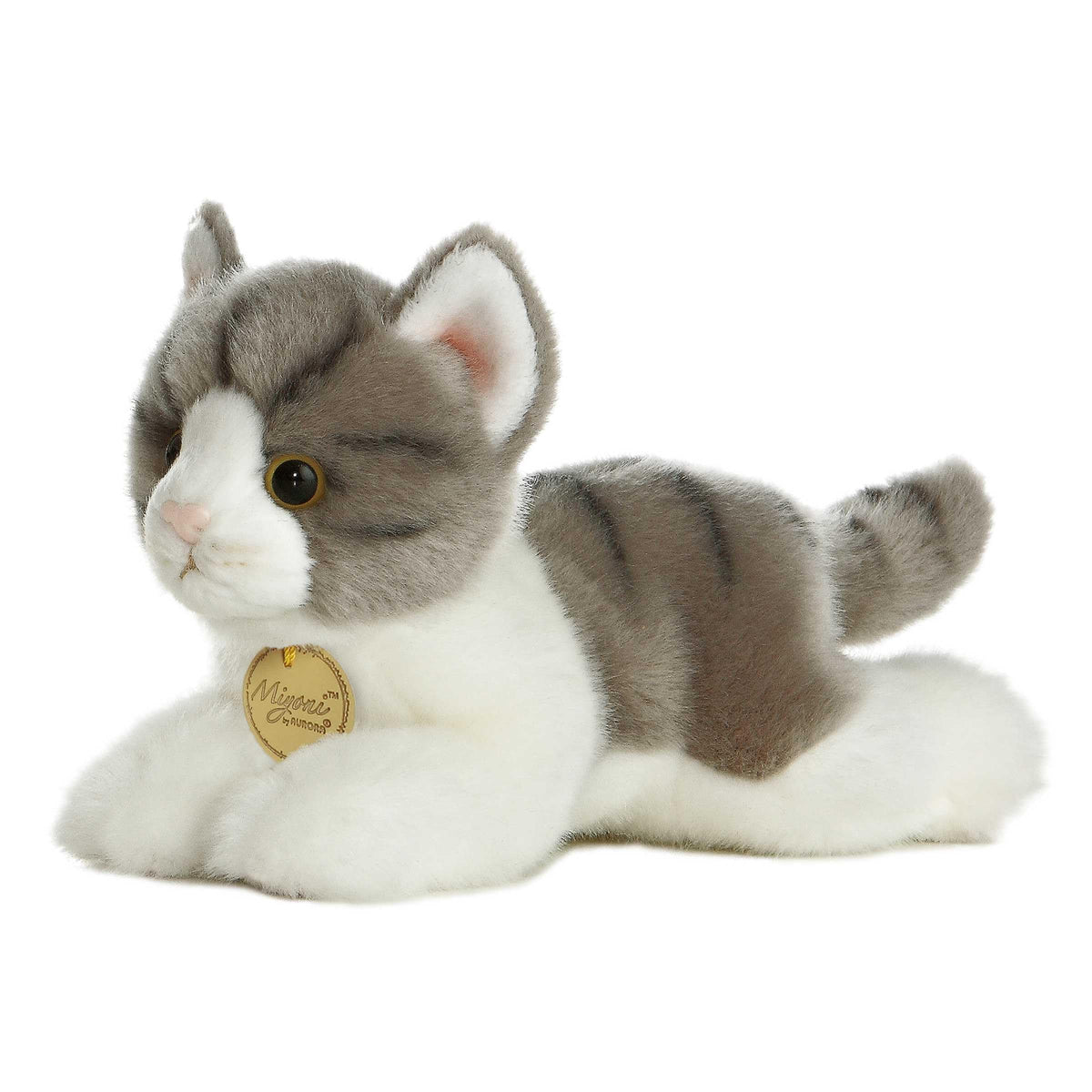 Aurora Miyoni Grey Tabby Cat Plush – 8 Inch, Lifelike Detail
