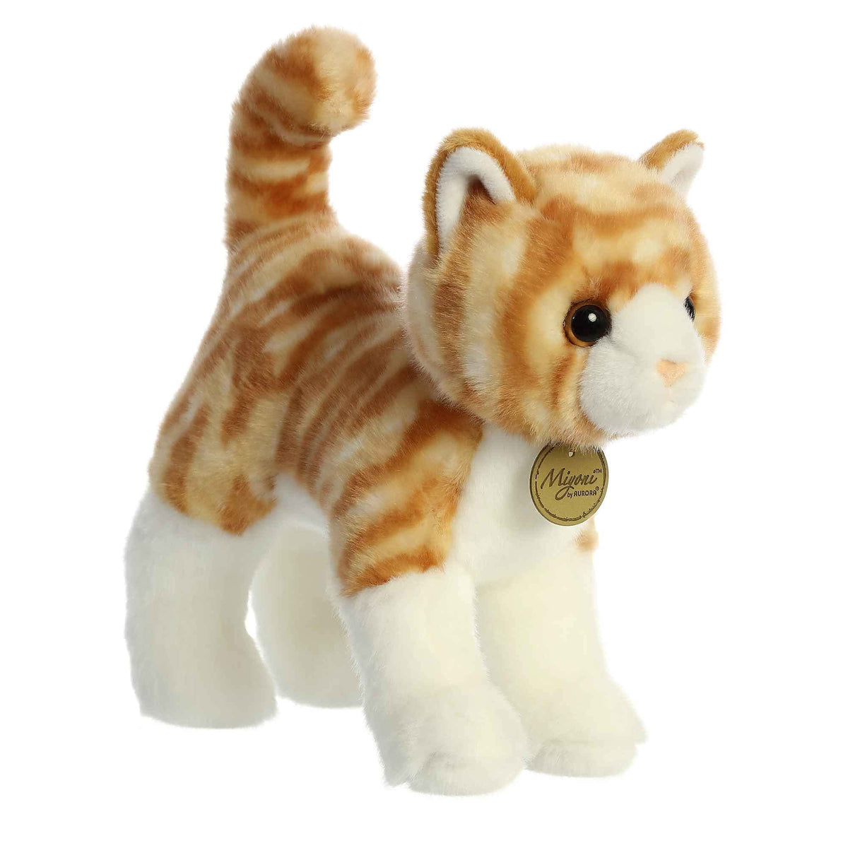 Aurora Miyoni Orange Tabby Cat Plush - 9-Inch Realistic Hand-Stitched Stuffed Animal