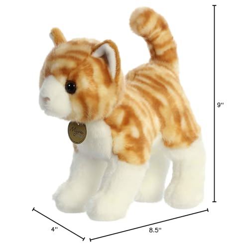 Aurora Miyoni Orange Tabby Cat Plush - 9-Inch Realistic Hand-Stitched Stuffed Animal