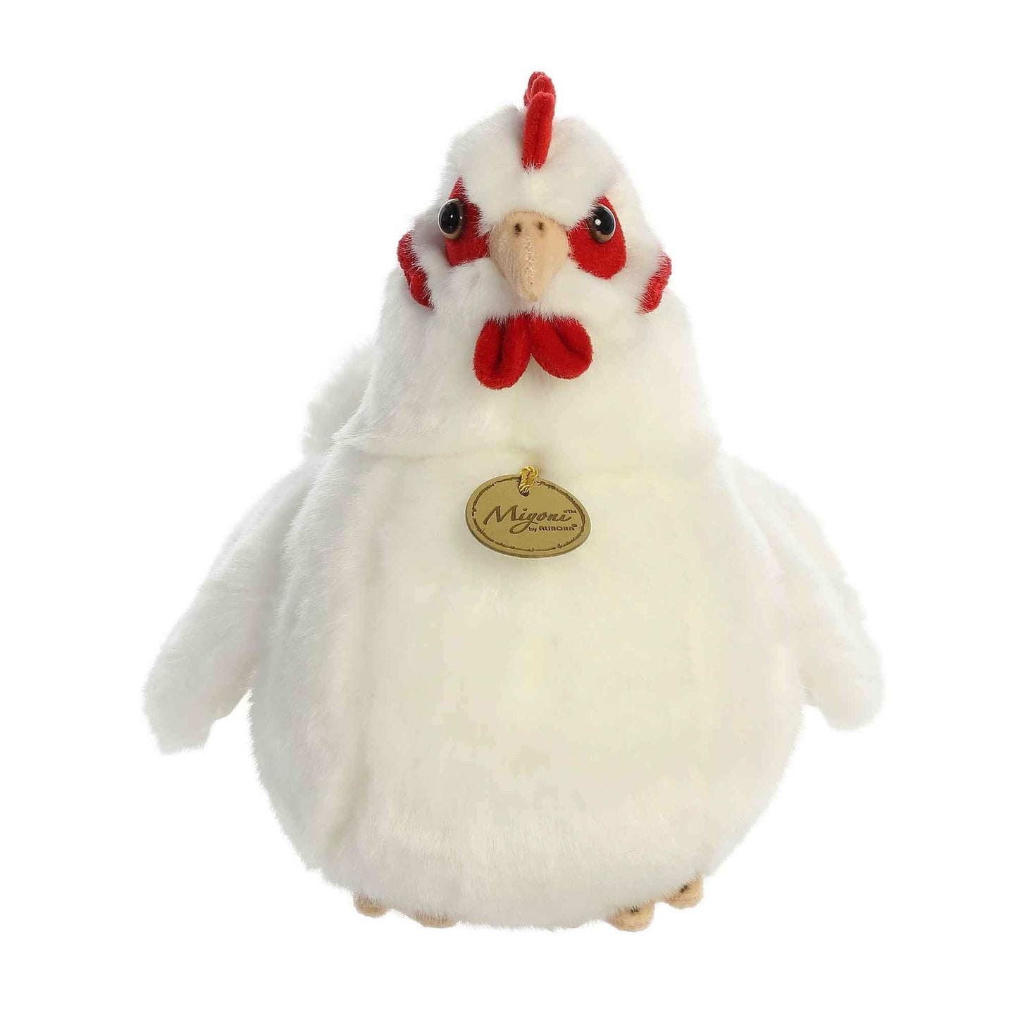 Aurora Realistic Miyoni White Hen Plush – 9-Inch Lifelike Stuffed Animal