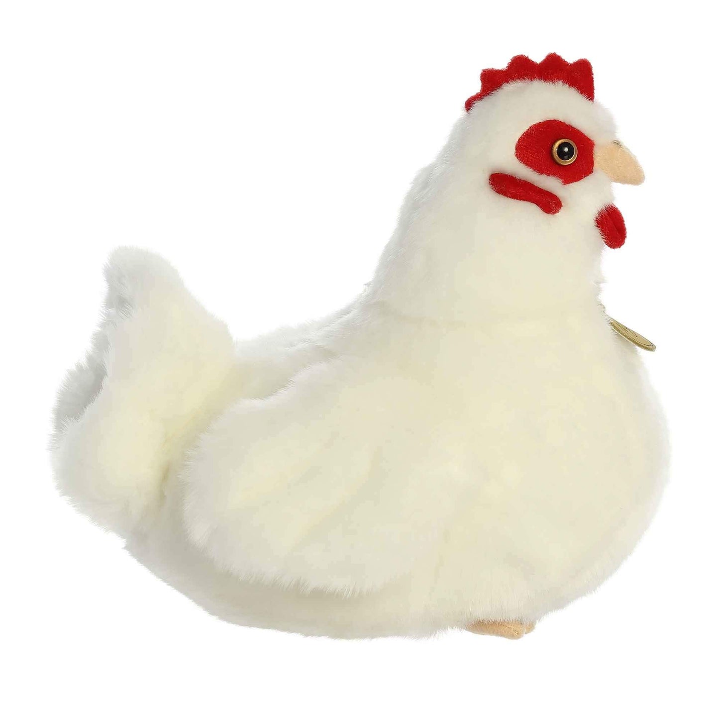 Aurora Realistic Miyoni White Hen Plush – 9-Inch Lifelike Stuffed Animal