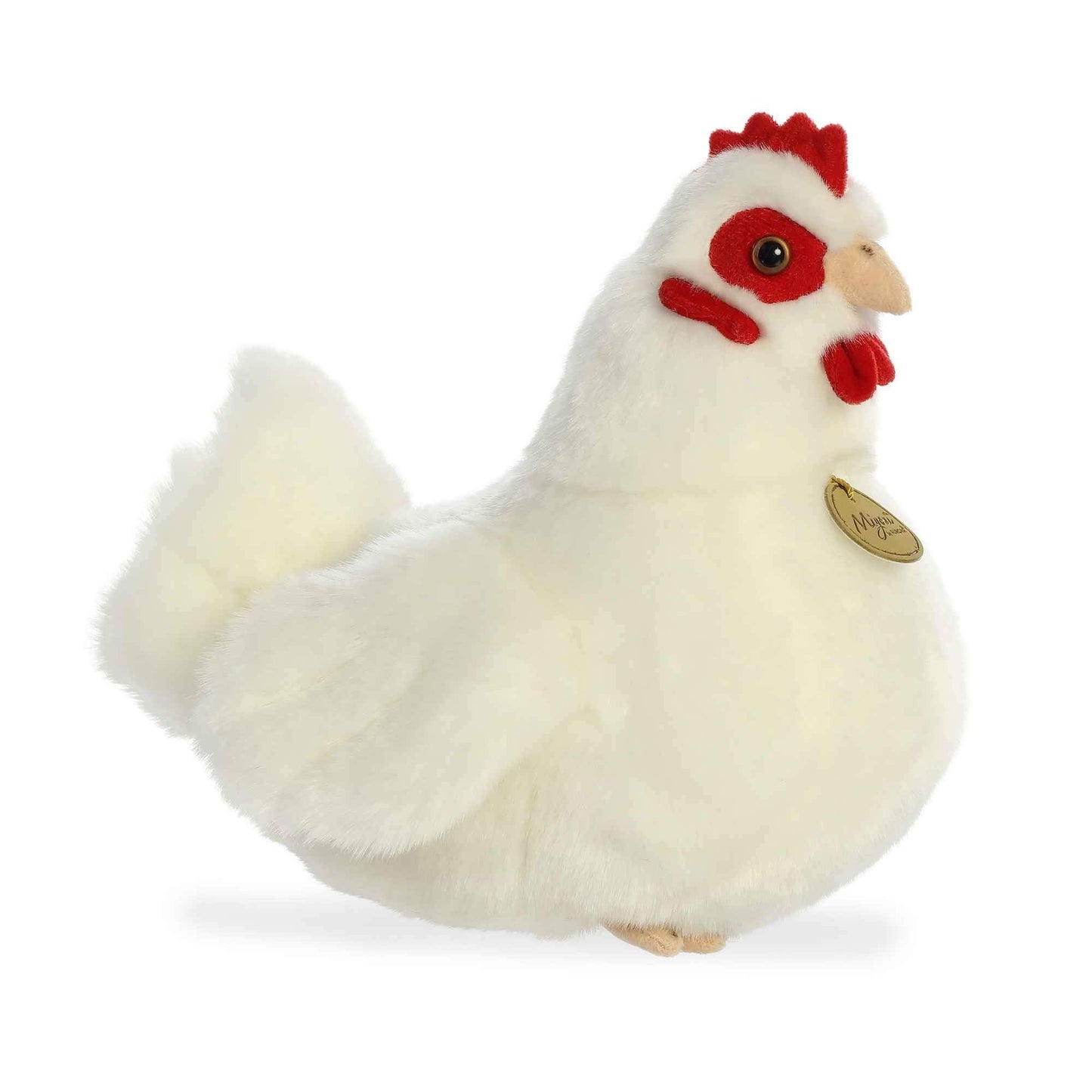 Aurora Realistic Miyoni White Hen Plush – 9-Inch Lifelike Stuffed Animal