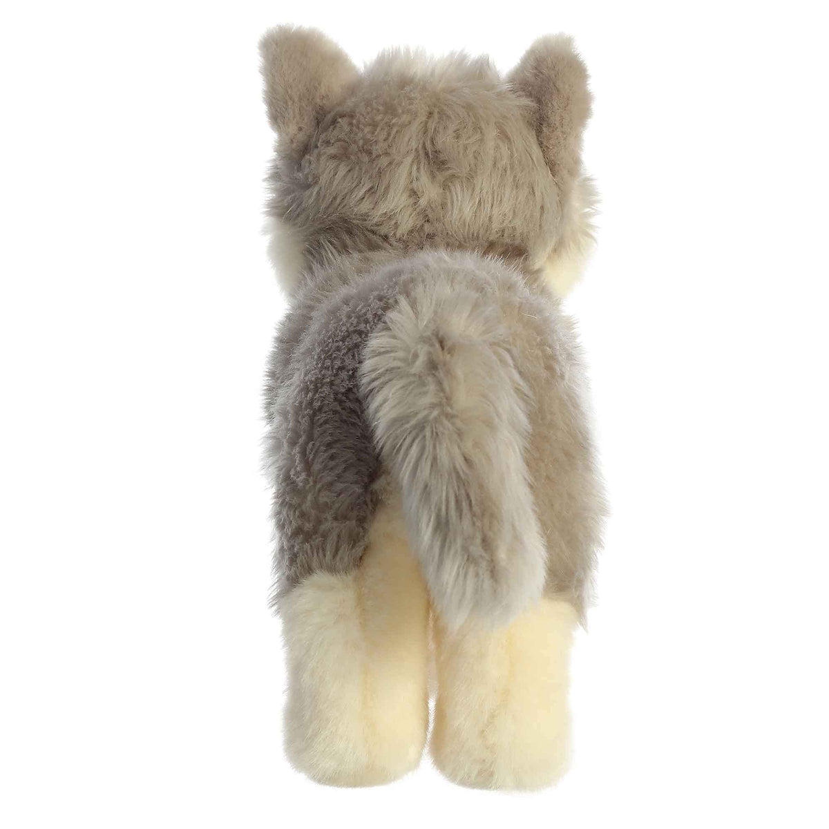 Aurora Miyoni Wolf Pup Plush – Gray 9in | Lifelike, Hand-Stitched Toy