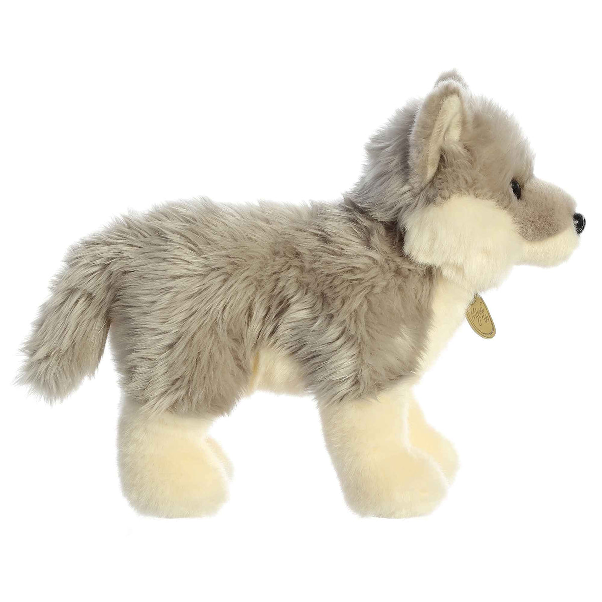 Aurora Miyoni Wolf Pup Plush – Gray 9in | Lifelike, Hand-Stitched Toy