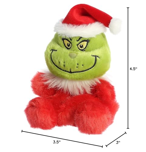 Aurora Dr. Seuss Santa Grinch Palm Pals Plush – 4.5in Red, Officially Licensed