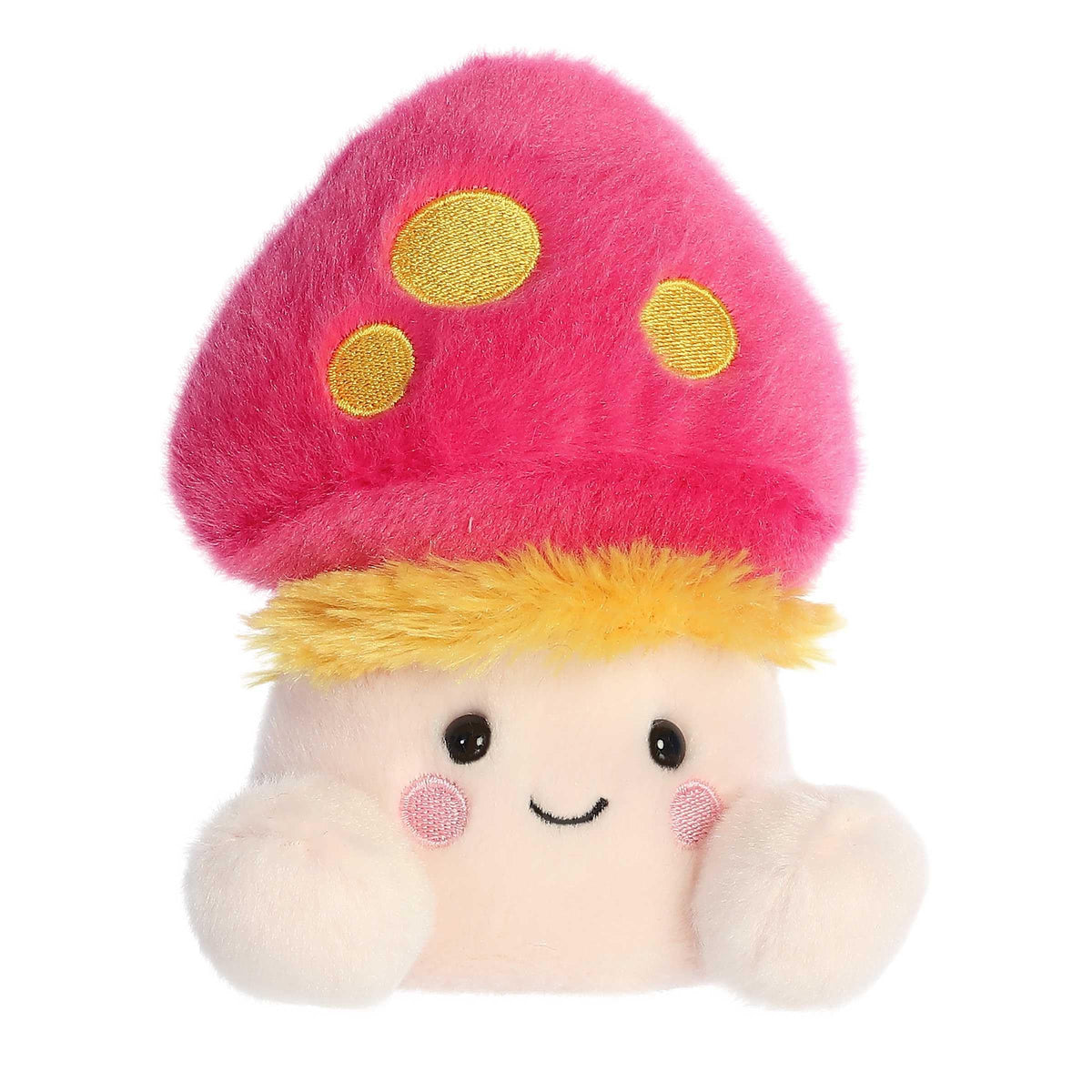 Aurora Adorable Palm Pals Flavio Fluffy Mushroom Plush – Pocket-Sized Pink 5 Inches