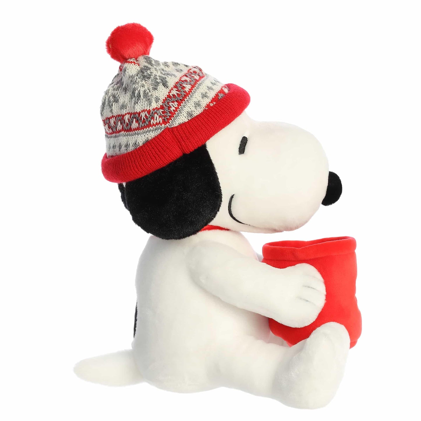 Aurora Festive Peanuts Snoopy Winter Hat with Mug – 12-Inch Officially Licensed Plush