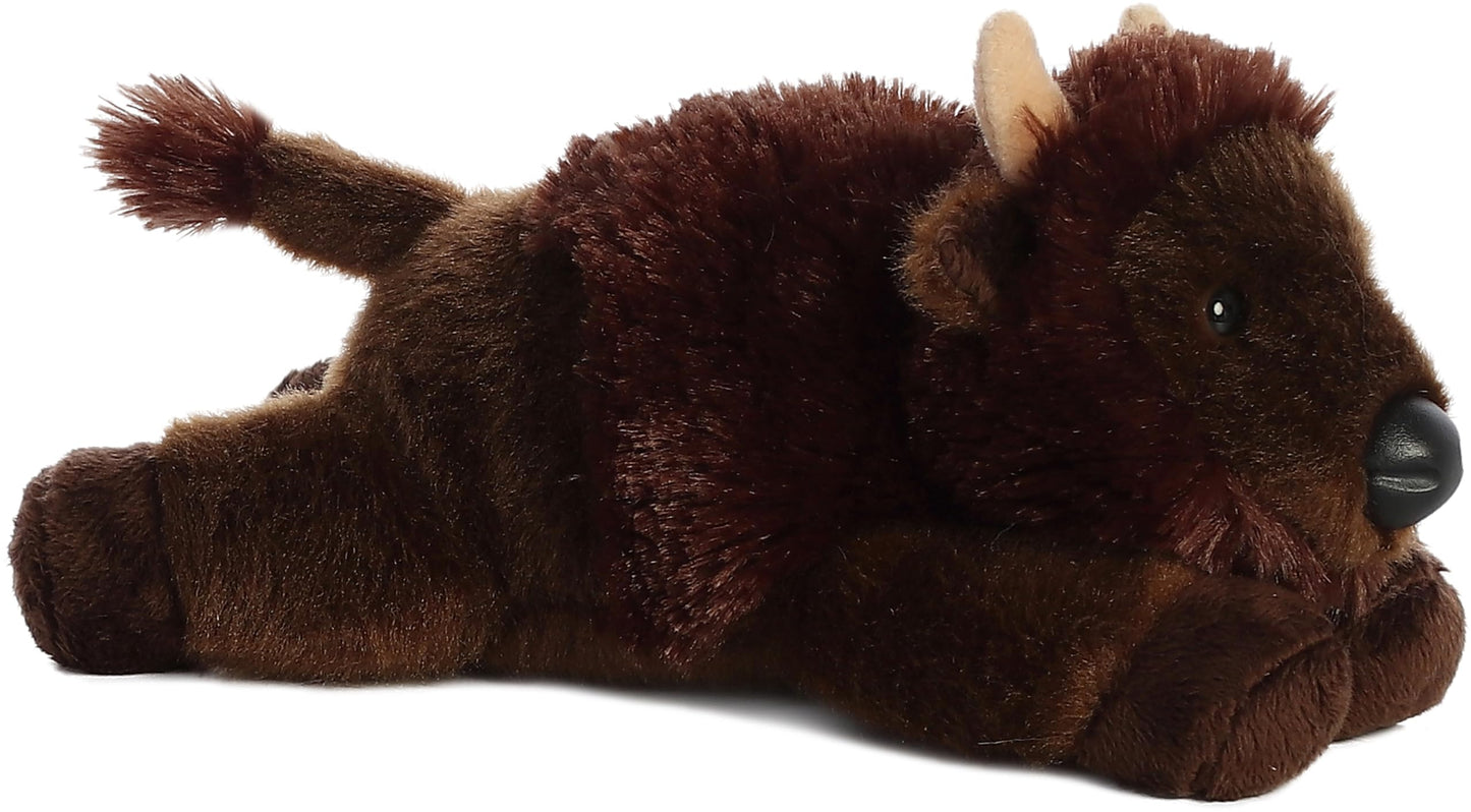 Aurora Adorable Mini Flopsie Plains Plush Bison – 8-Inch Brown Plush Toy