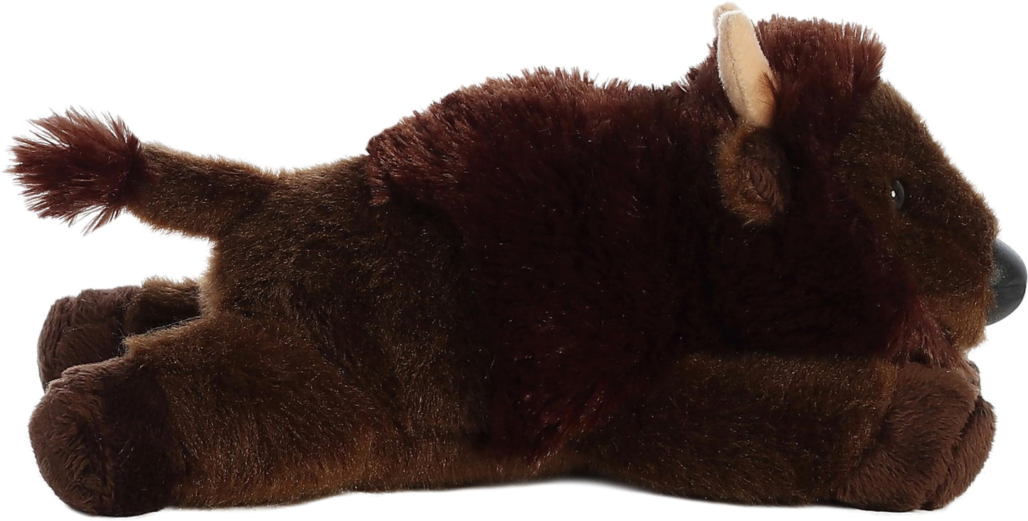 Aurora Adorable Mini Flopsie Plains Plush Bison – 8-Inch Brown Plush Toy