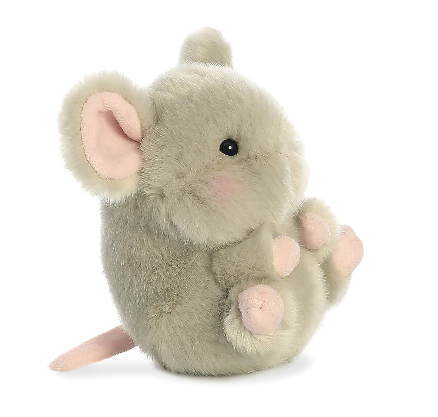 Aurora® Playful Rolly Pet Frisk Mouse Plush – 5-Inch Gray Stuffed Animal for On-The-Go Fun