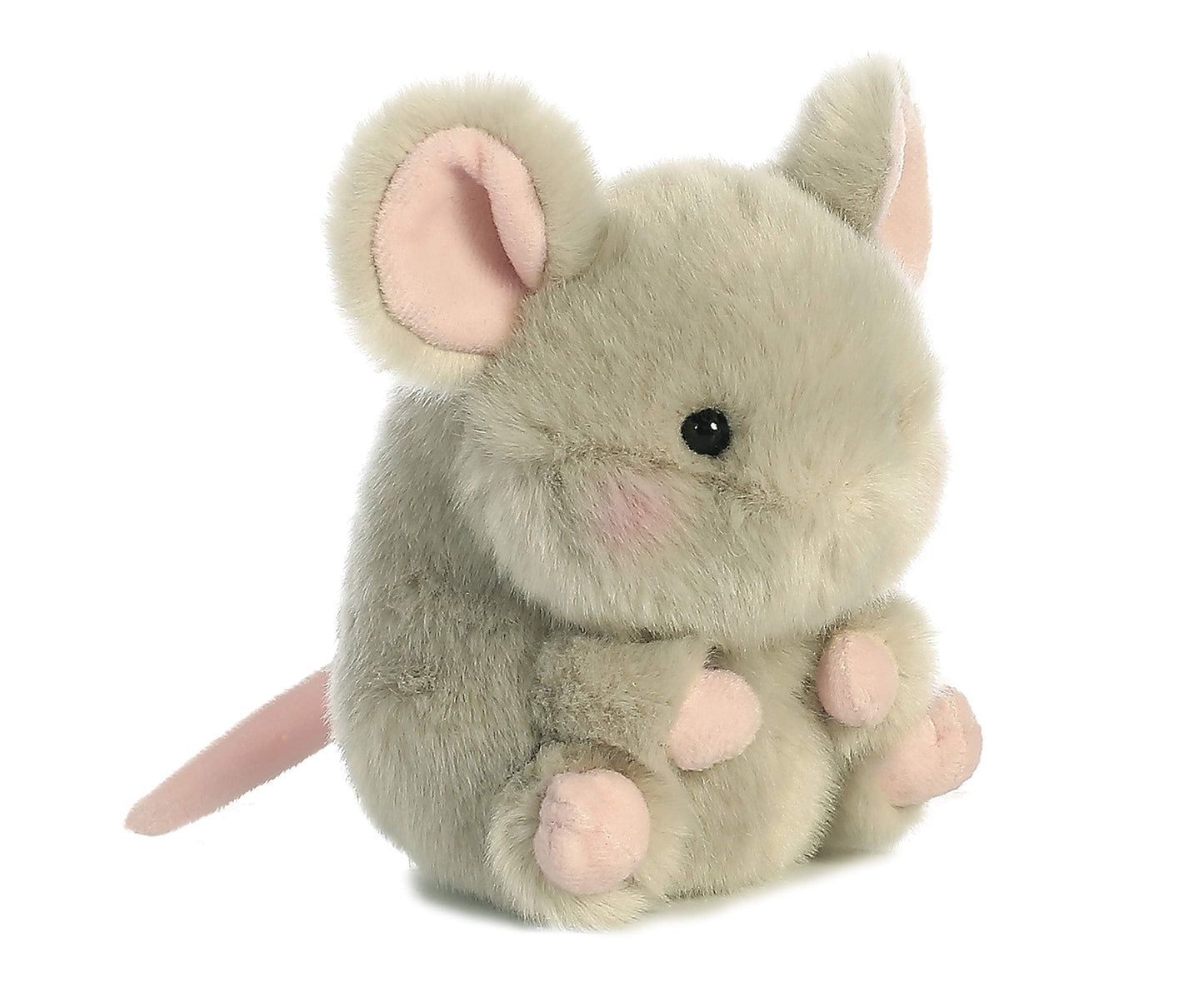 Aurora® Playful Rolly Pet Frisk Mouse Plush – 5-Inch Gray Stuffed Animal for On-The-Go Fun