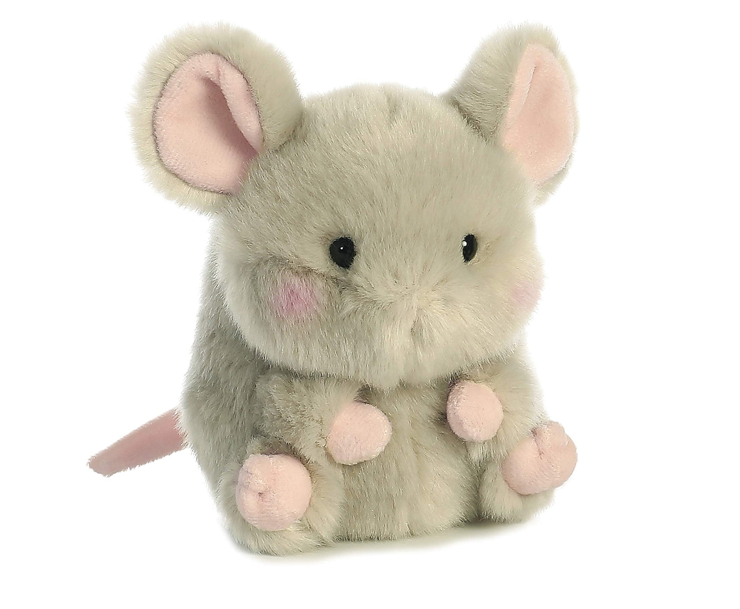 Aurora® Playful Rolly Pet Frisk Mouse Plush – 5-Inch Gray Stuffed Animal for On-The-Go Fun