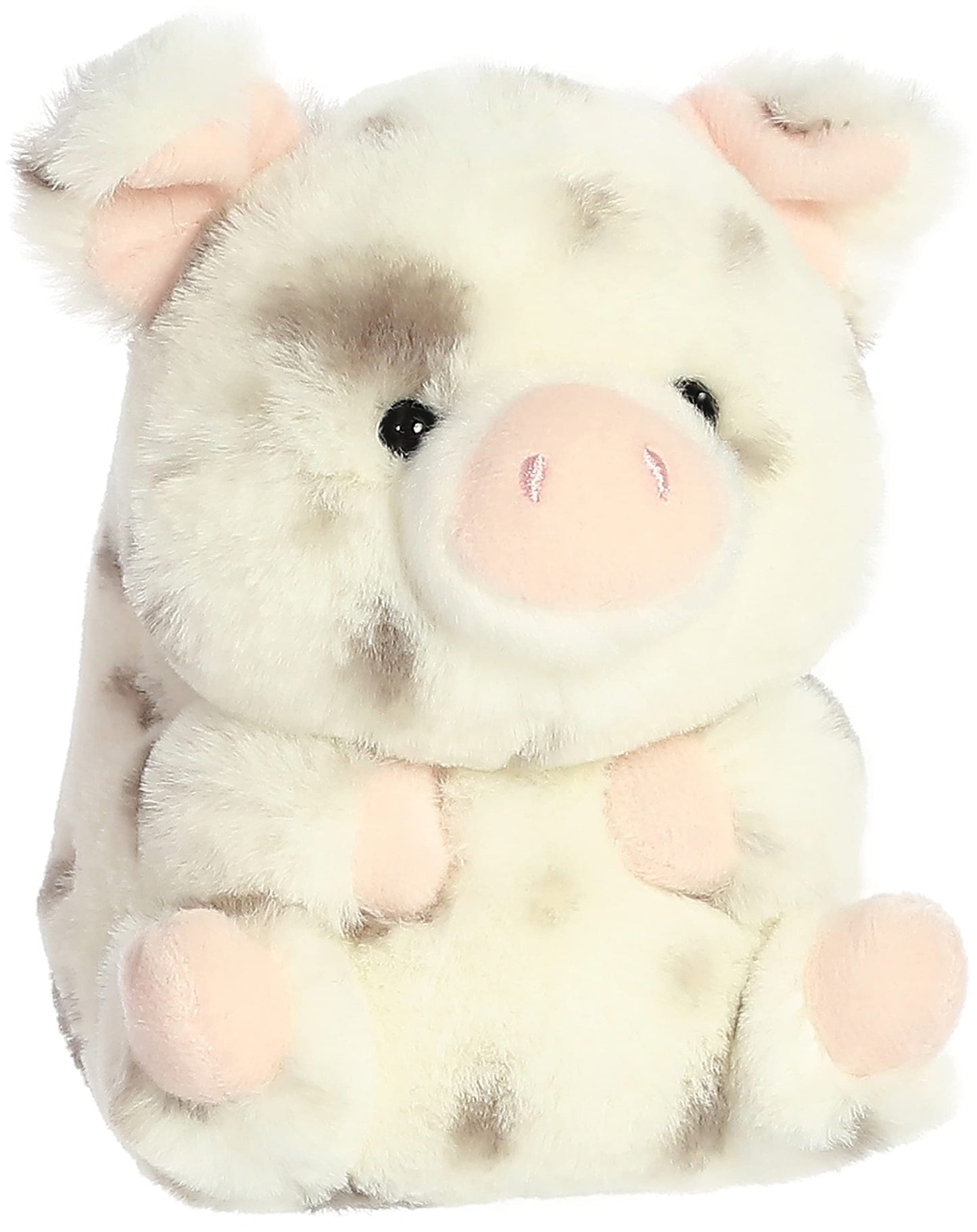 Aurora Playful Rolly Pet Periwinkle Pig Plush – Compact 6-Inch White Stuffed Animal