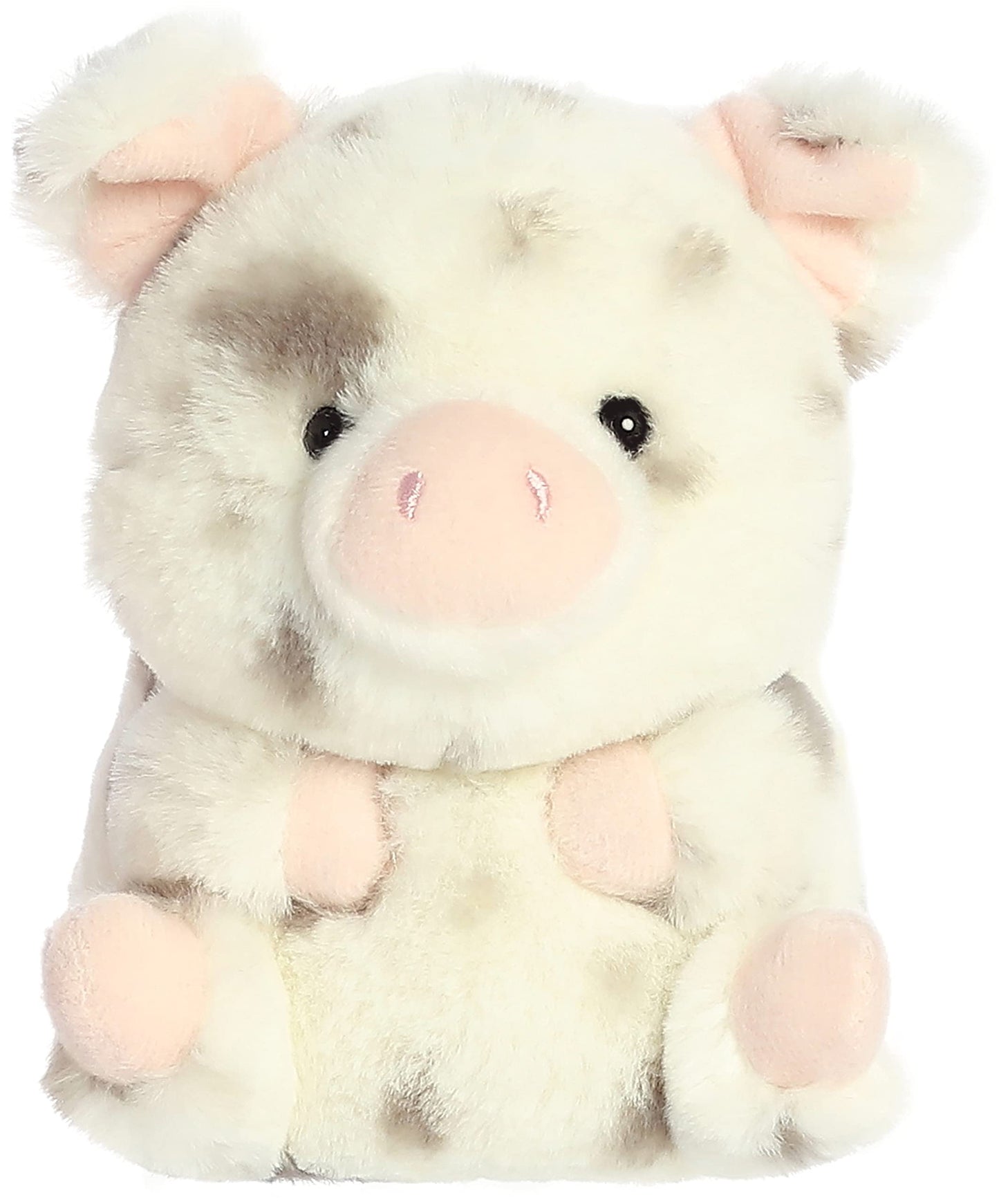 Aurora Playful Rolly Pet Periwinkle Pig Plush – Compact 6-Inch White Stuffed Animal